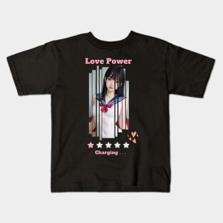 Love Power Charging Anime Girl Kids T-Shirt